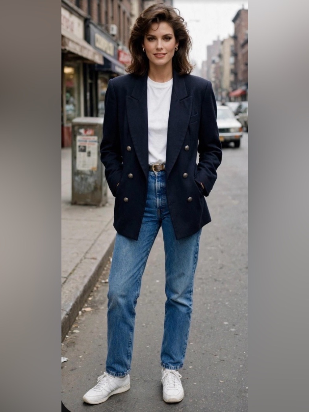 Cosmopolitan Navy Blue Double-Breasted Blazer Sz: 6 EUC